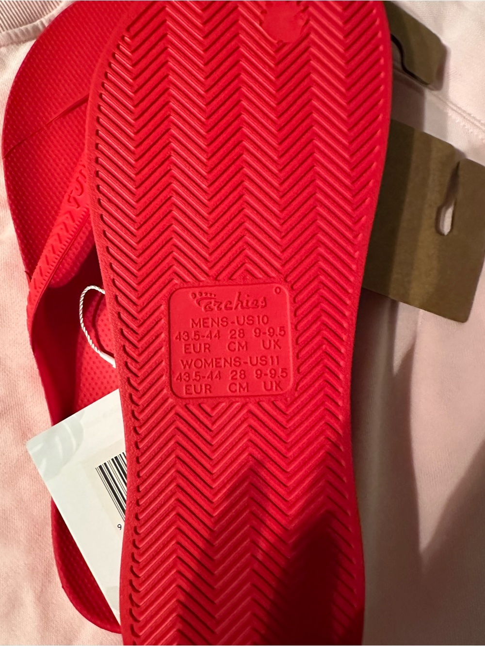 Archies Bright Red Textured Flip Flops - Picture 4 of 4